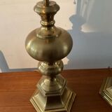 Paire de lampes vintage en bronze et laiton