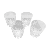 Série de 4 verres à whisky en cristal gravé décor vigne