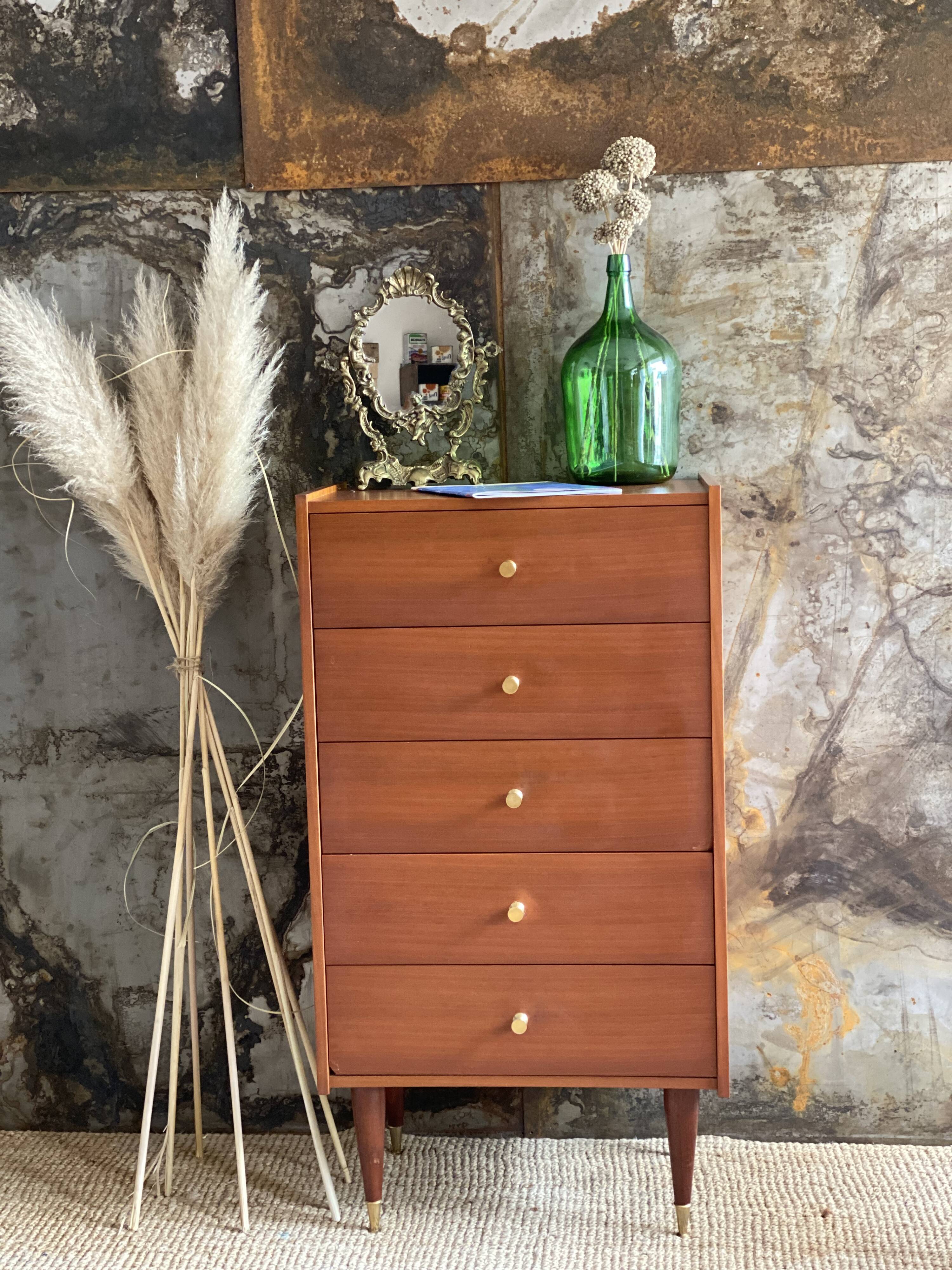Wood & brass dresser