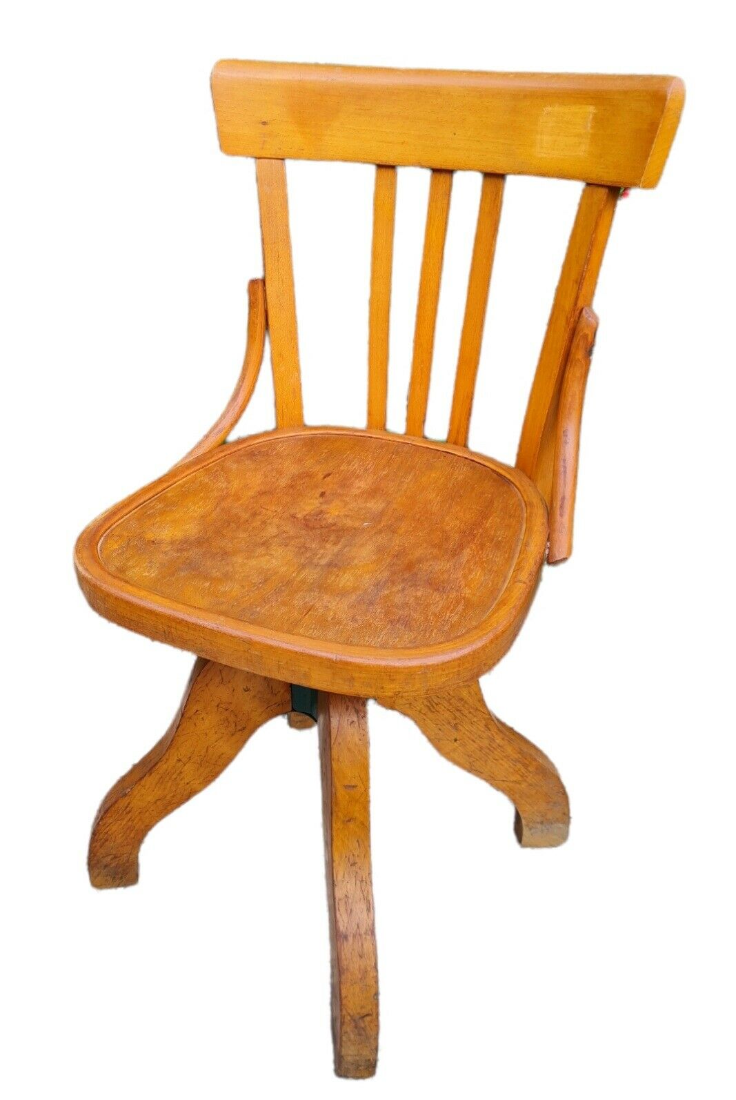 Chaise de bureau pivotante en bois vintage