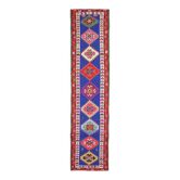 Tapis de couloir turc en laine et coton noué à la main, années 1970