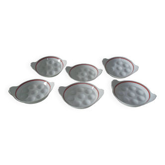 6 snail plates. bistro service. auteuil porcelain