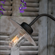 Black gooseneck courtyard wall lamp