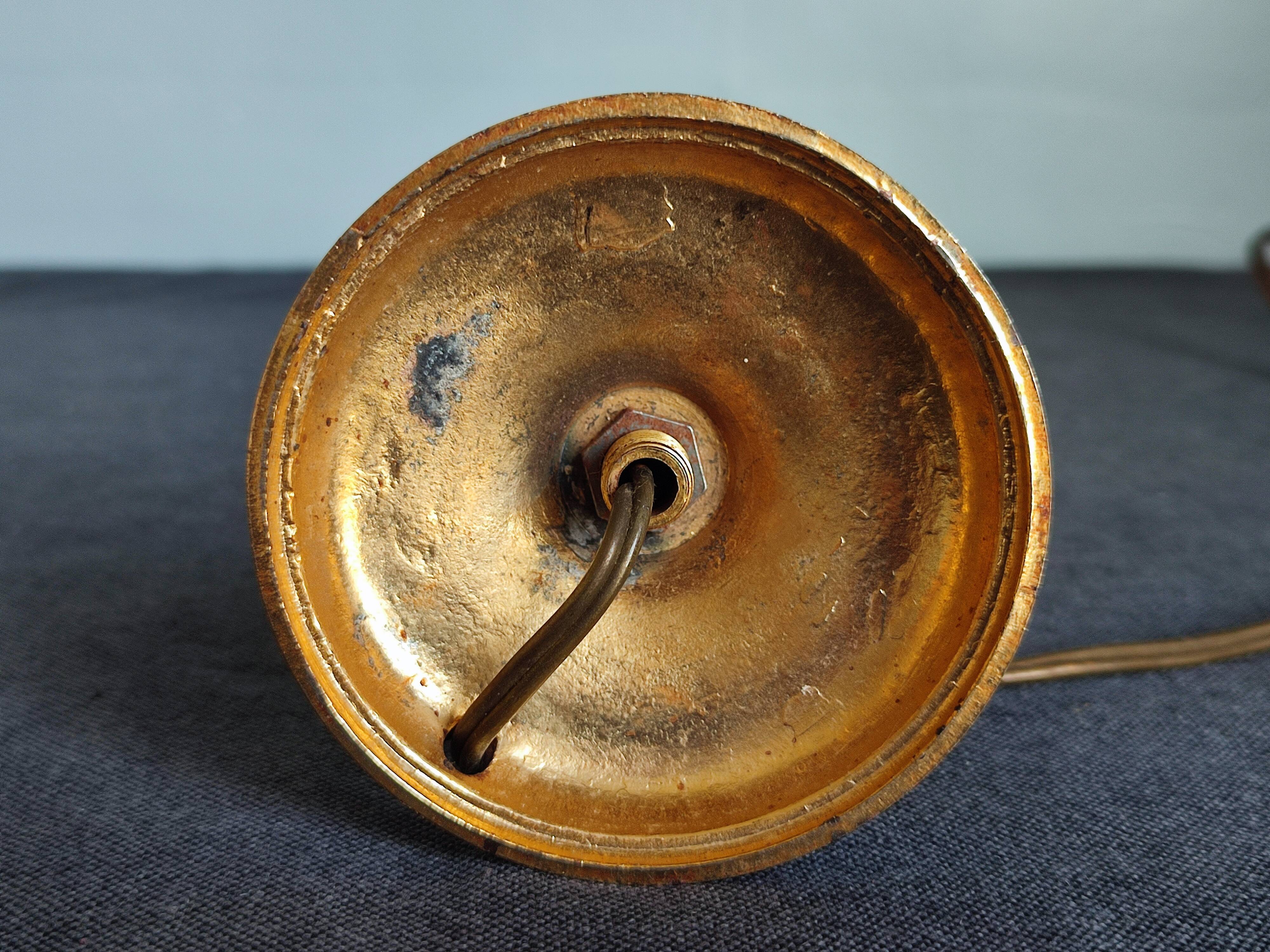 Antique table lamp in bronze and pressed glass by Ezan