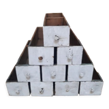 Lot 10 tiroirs anciens atelier poignées bronze