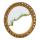 Round neoclassical style mirror in wood and gilded stucco from the 1950s