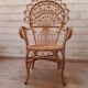 Fauteuil peacock en rotin des années 60