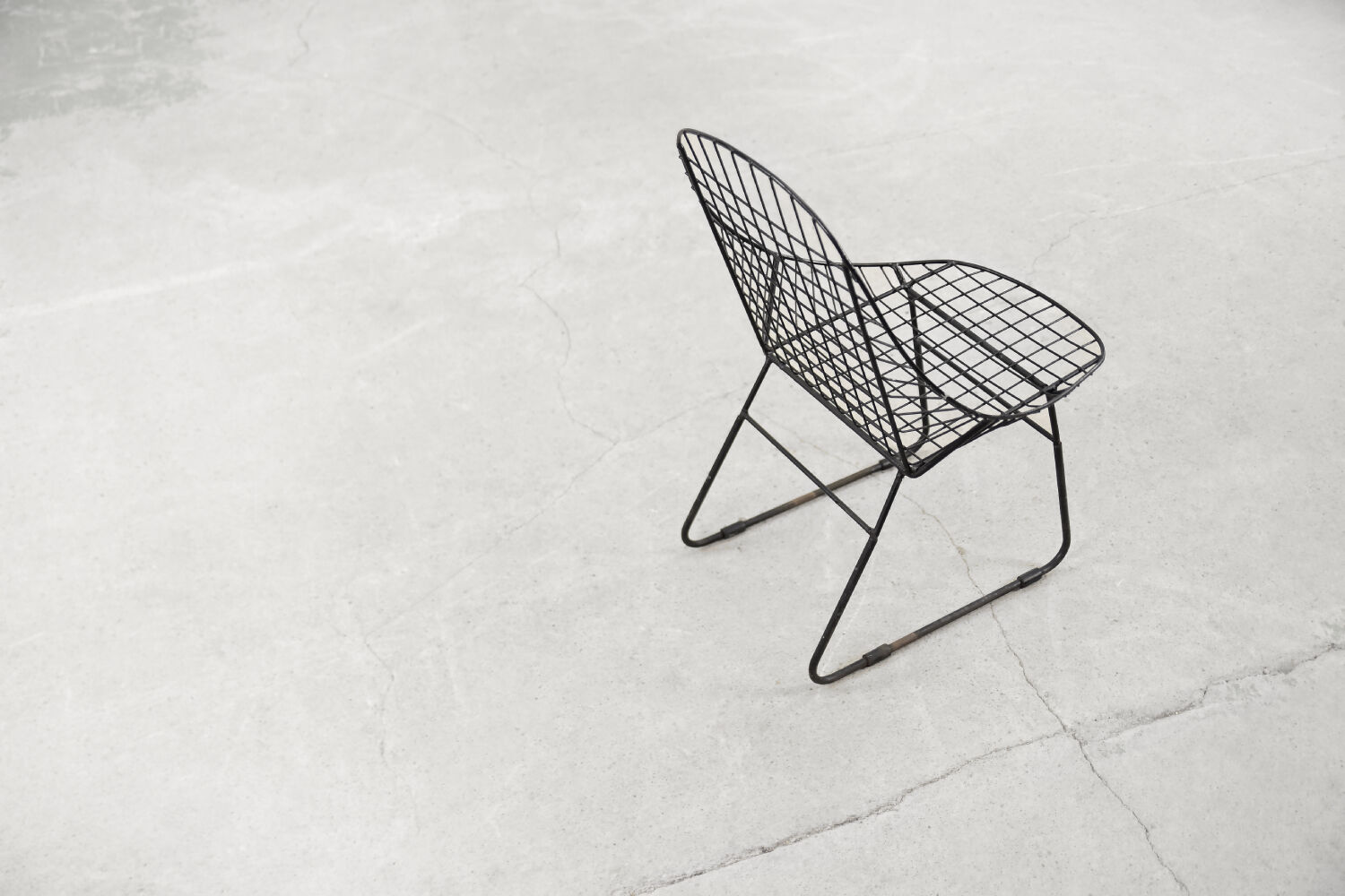 Original Vintage Scandinavian Mid-Century Modern Minimalist Black Wire Prototype Chair, 1960s, Set o