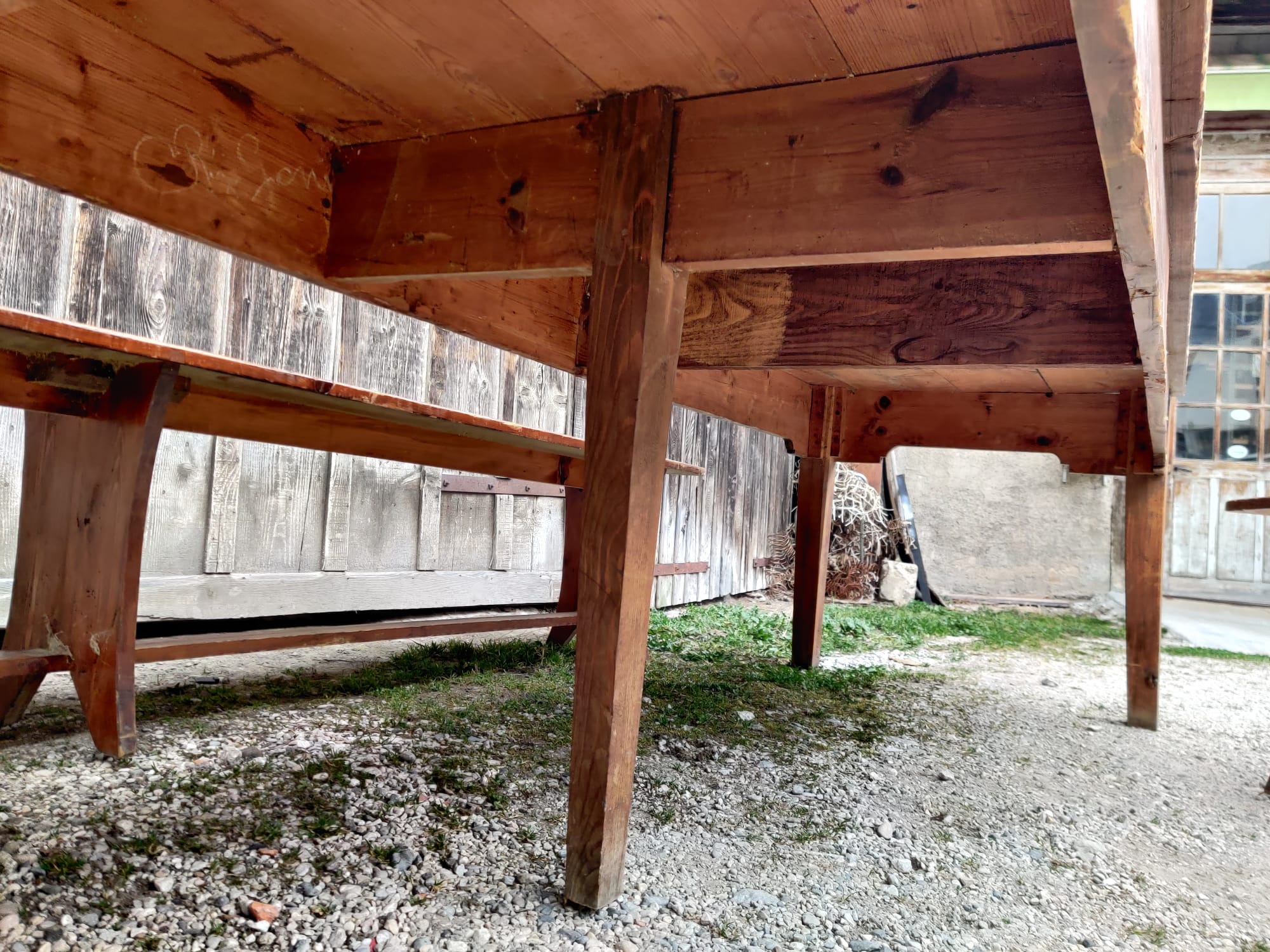 Very large bistro table and benches