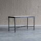 Set of 2 minimalist metal side tables with plaster-fiber tops