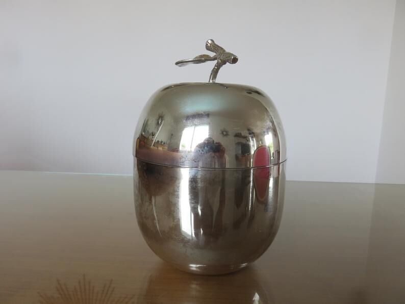 Silver metal "apple" ice bucket 60s