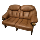 Vintage Scandinavian two-seater sofa in cognac leather and solid oak.