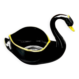 Vintage black and gold ceramic swan vase from the 1960s.