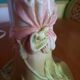 Orchid-patterned earthenware table lamp
