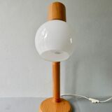 Pine articulated lamp with opaline, Scandinavian style, 70s
