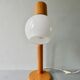 Pine articulated lamp with opaline, Scandinavian style, 70s