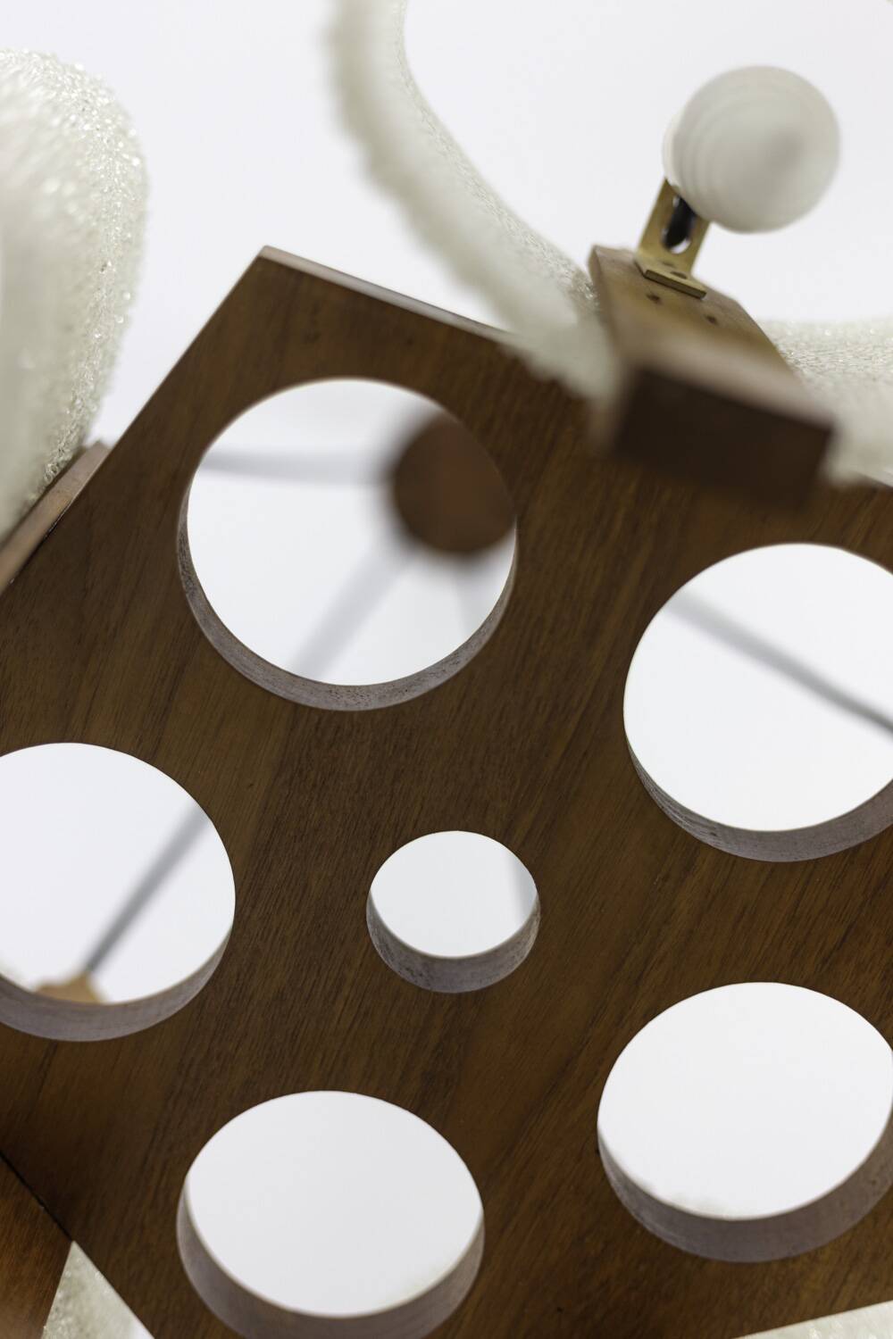 Pendant light in granite resin and wood, 1950s