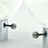 Vintage 70s Glass Table Lamps – White Glass with Metal Stand, Set of 2