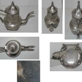 Old teapot "Le Cheval" and milk pot (SBA Fez) in silver metal