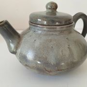 Large handcrafted celadon glazed ceramic teapot