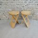 Pair of Adrian Reed wooden folding stools, 70s