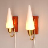 Mid-Century Scandinavian Modern Wall Lamps with Teak Panels  Örsjö, Sweden