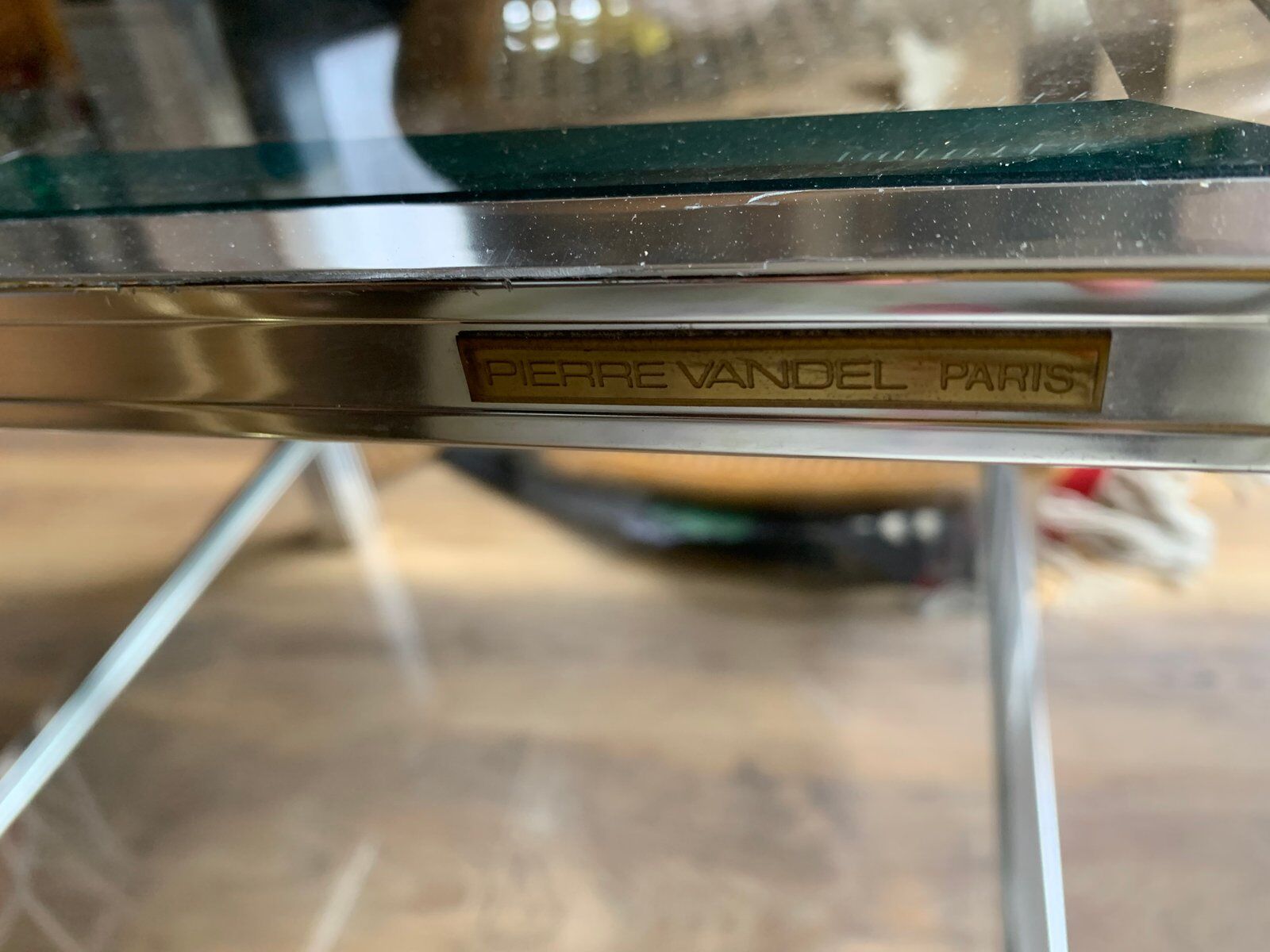 Vintage Brass and Chrome Coffee Table by Pierre Vandel, Paris, 1970s
