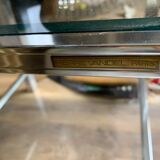 Table basse vintage en laiton et chrome par Pierre Vandel, Paris, années 1970