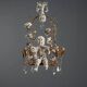 Antique chandelier in iron, gilded sheet metal and ceramic, Italy, 20th century