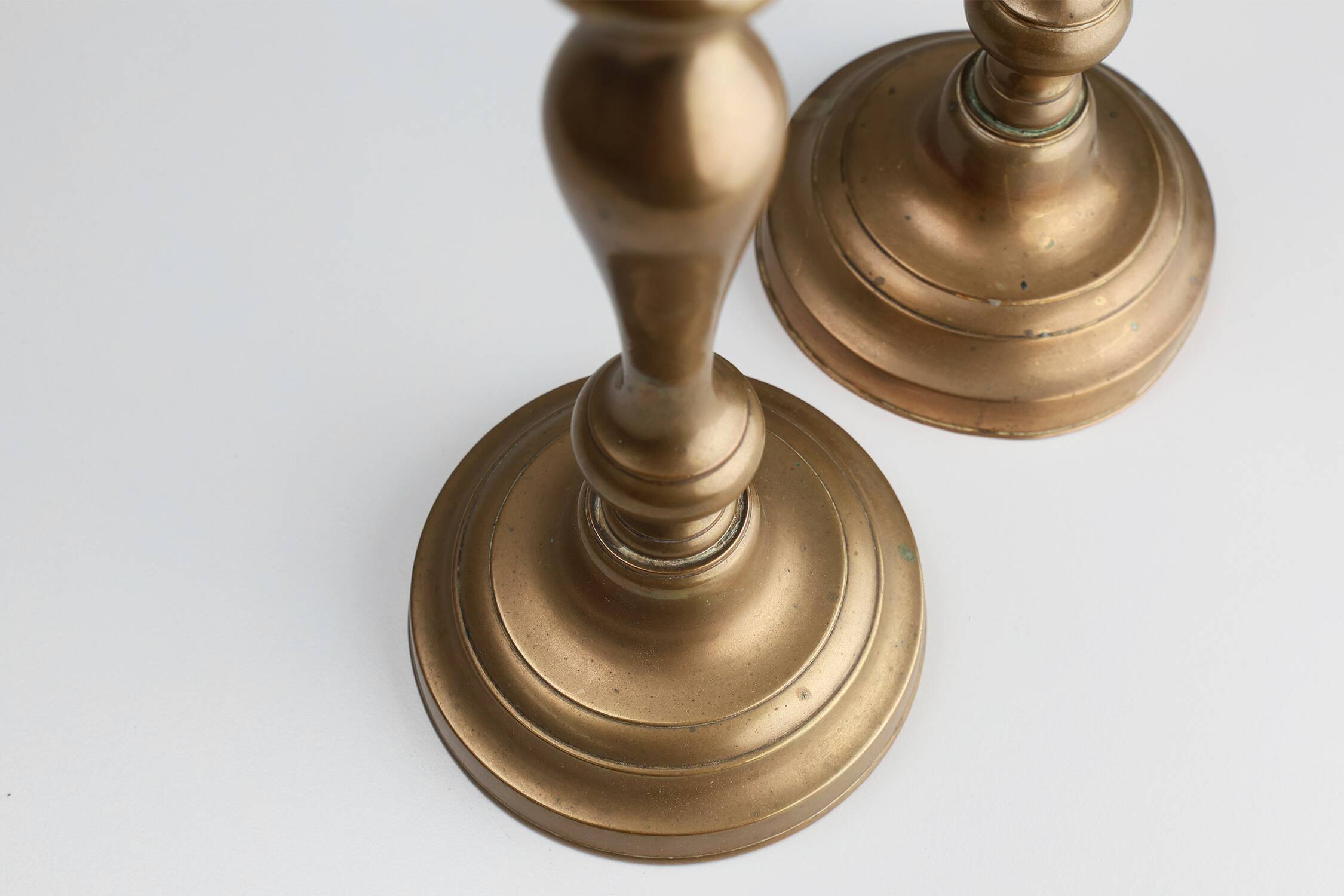 Set of two antique 19th century French copper candlesticks