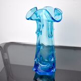 Blue seguso vase in murano glass, italy, 1970