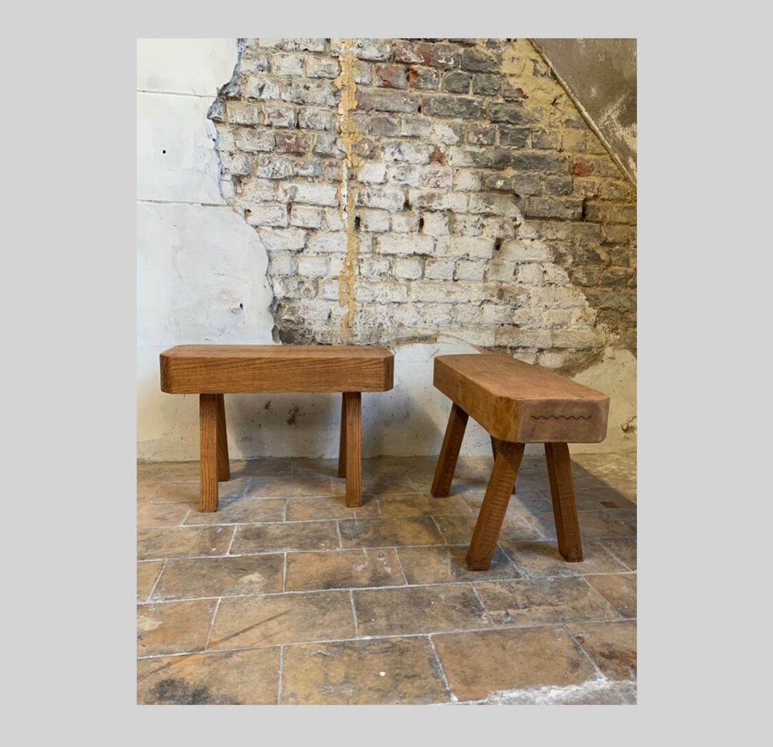 Pair of brutalist stools