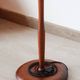 Vintage Scandinavian floor lamp in wood and gold brass — Beige lampshade