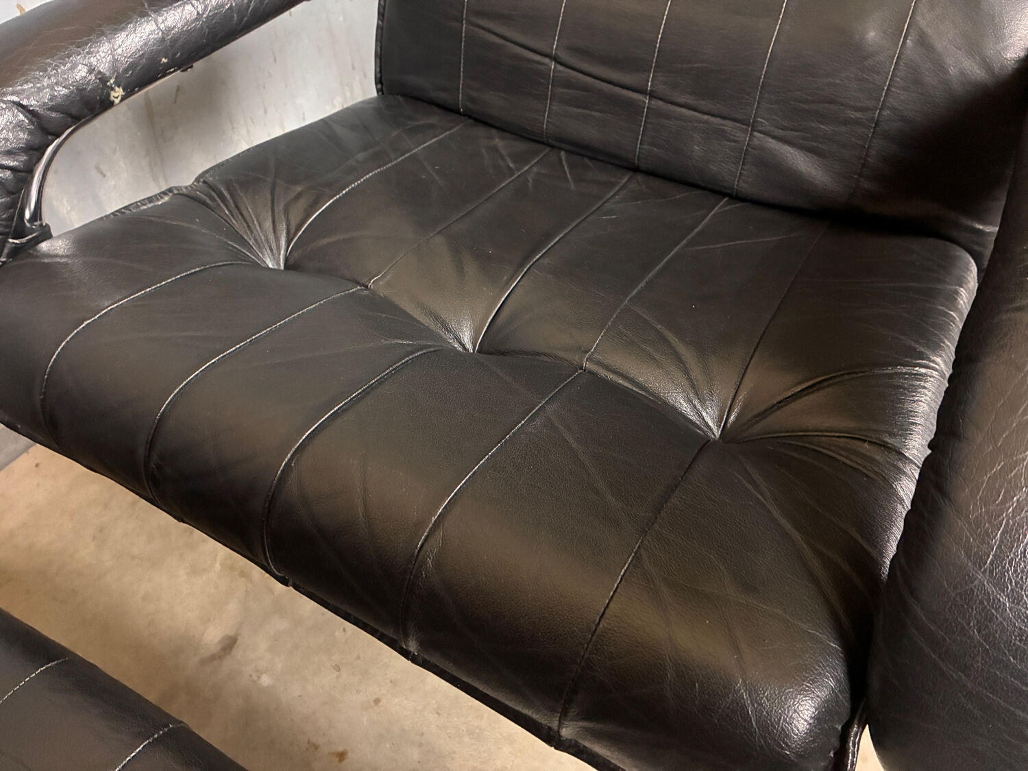 Unico Danish design chrome hocker leather  recliner