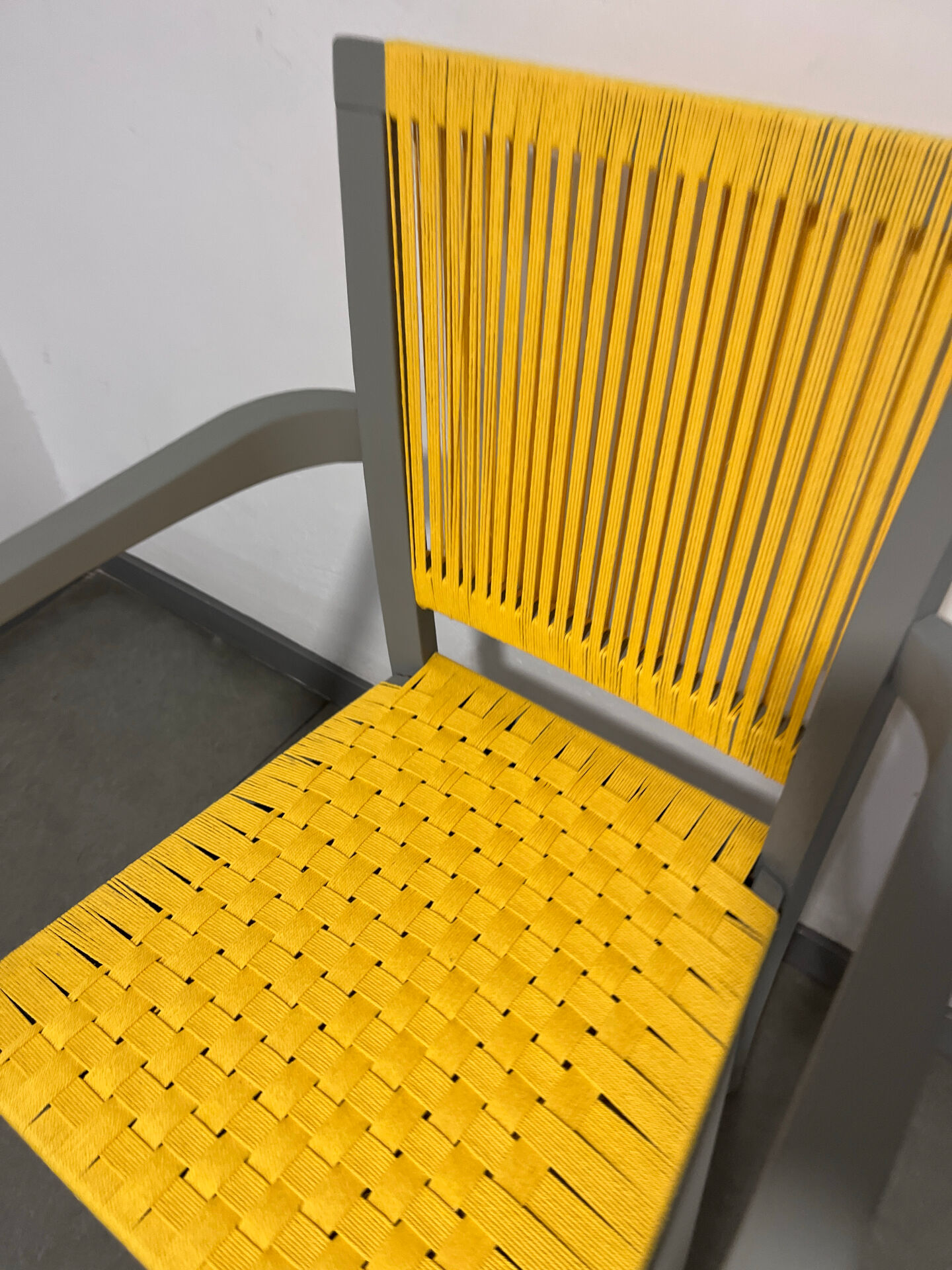 Revisited vintage armchair – handmade yellow weaving