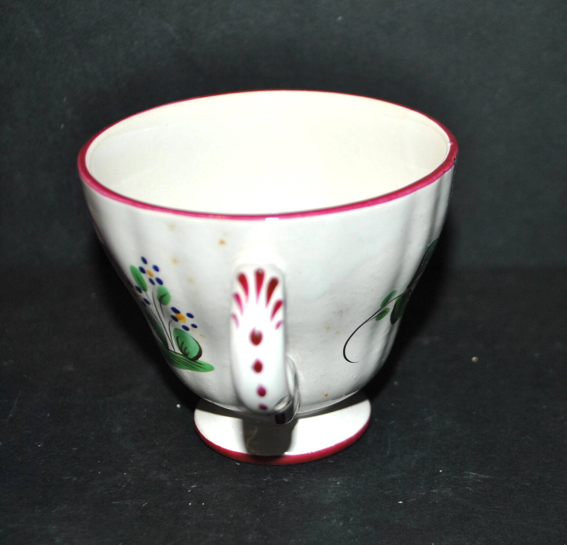 COQ coffee cup in earthenware from Saint-Clément - hand-painted decor Faïencerie de l'Est