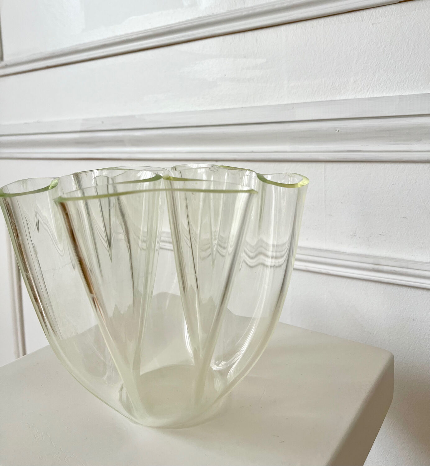 70s design Plexiglas tissue holder vase