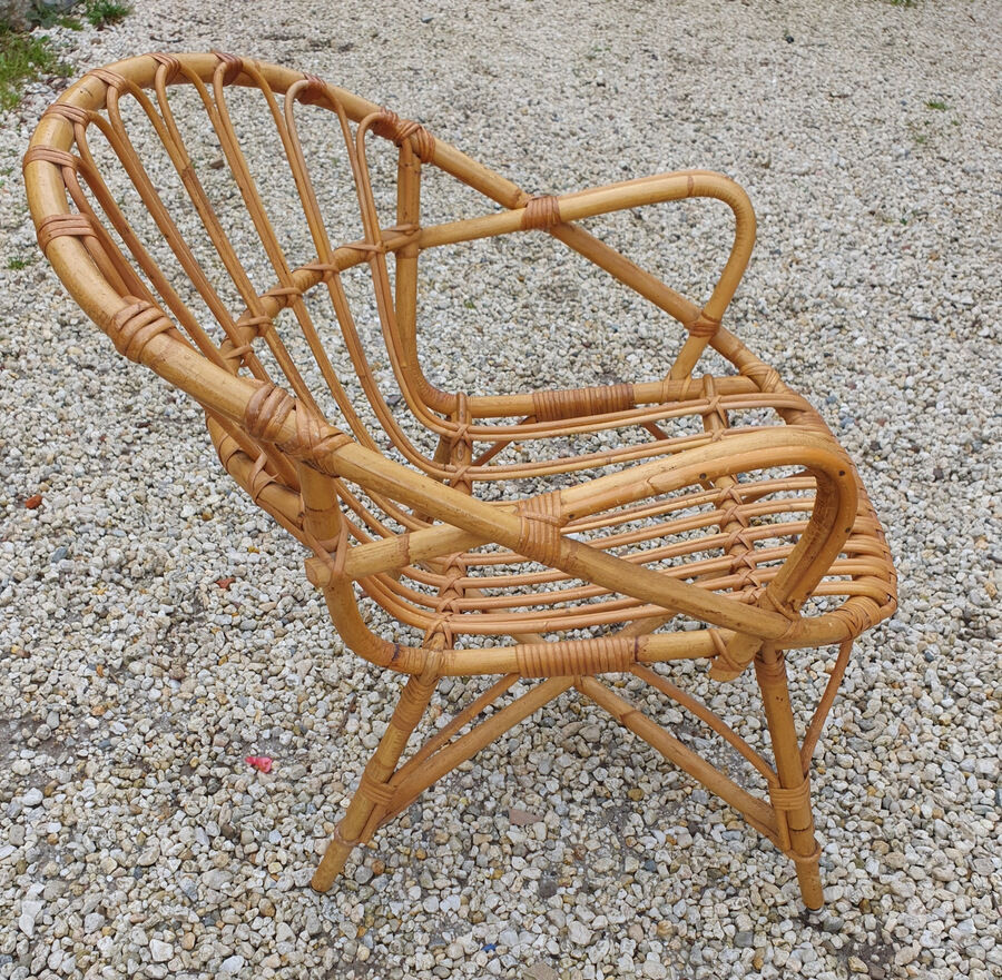 Rattan armchair 70'S