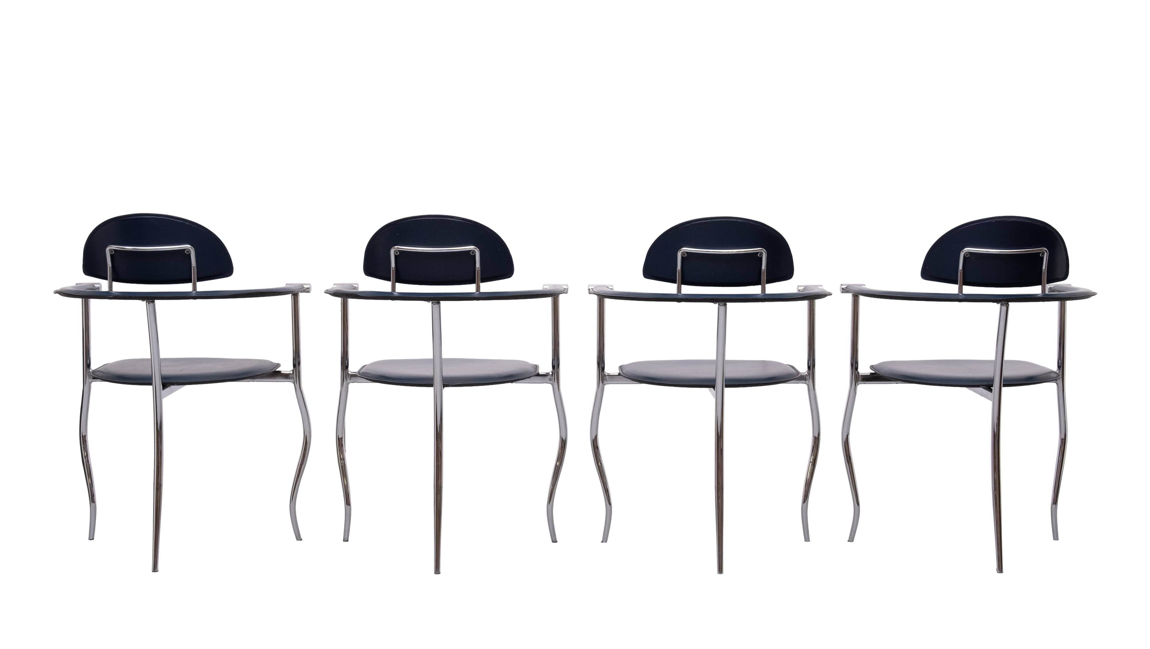 4 Italian Arrben 'Marilyn Stiletto' dining chairs 1970s