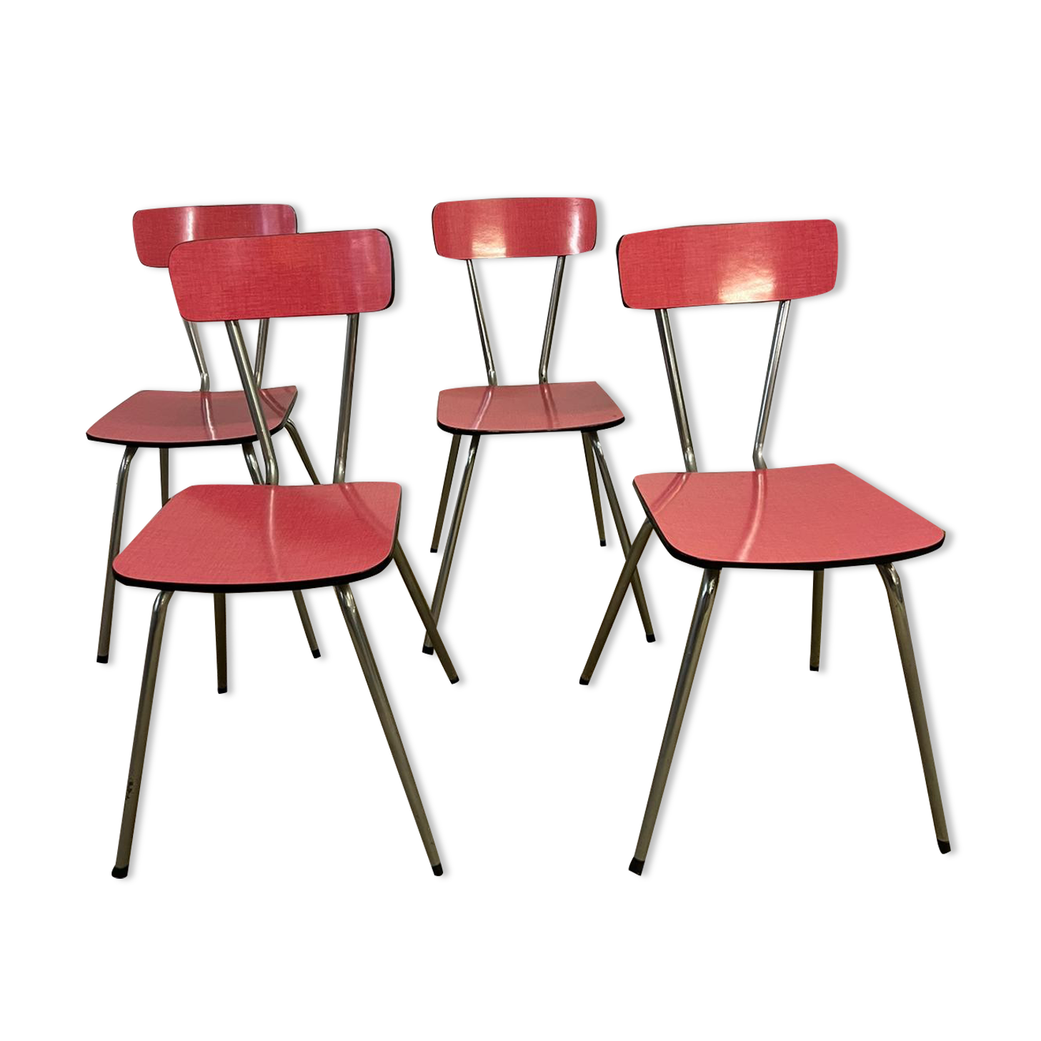 Set of 4 chairs in red formica