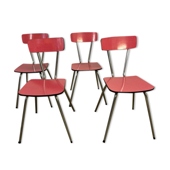 Set of 4 chairs in red formica