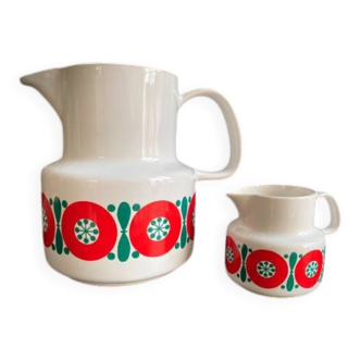 Vintage Melitta Germany Coffee Pot and Creamer - 70s Retro Pattern