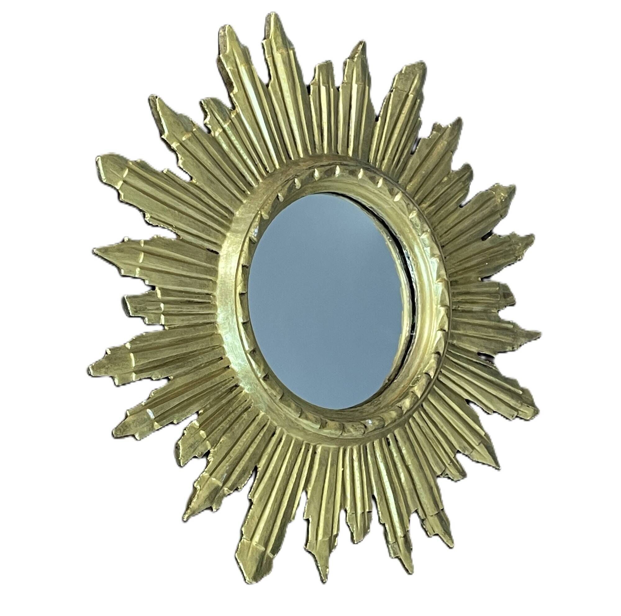 miroir soleil en bois doré- 48 cm
