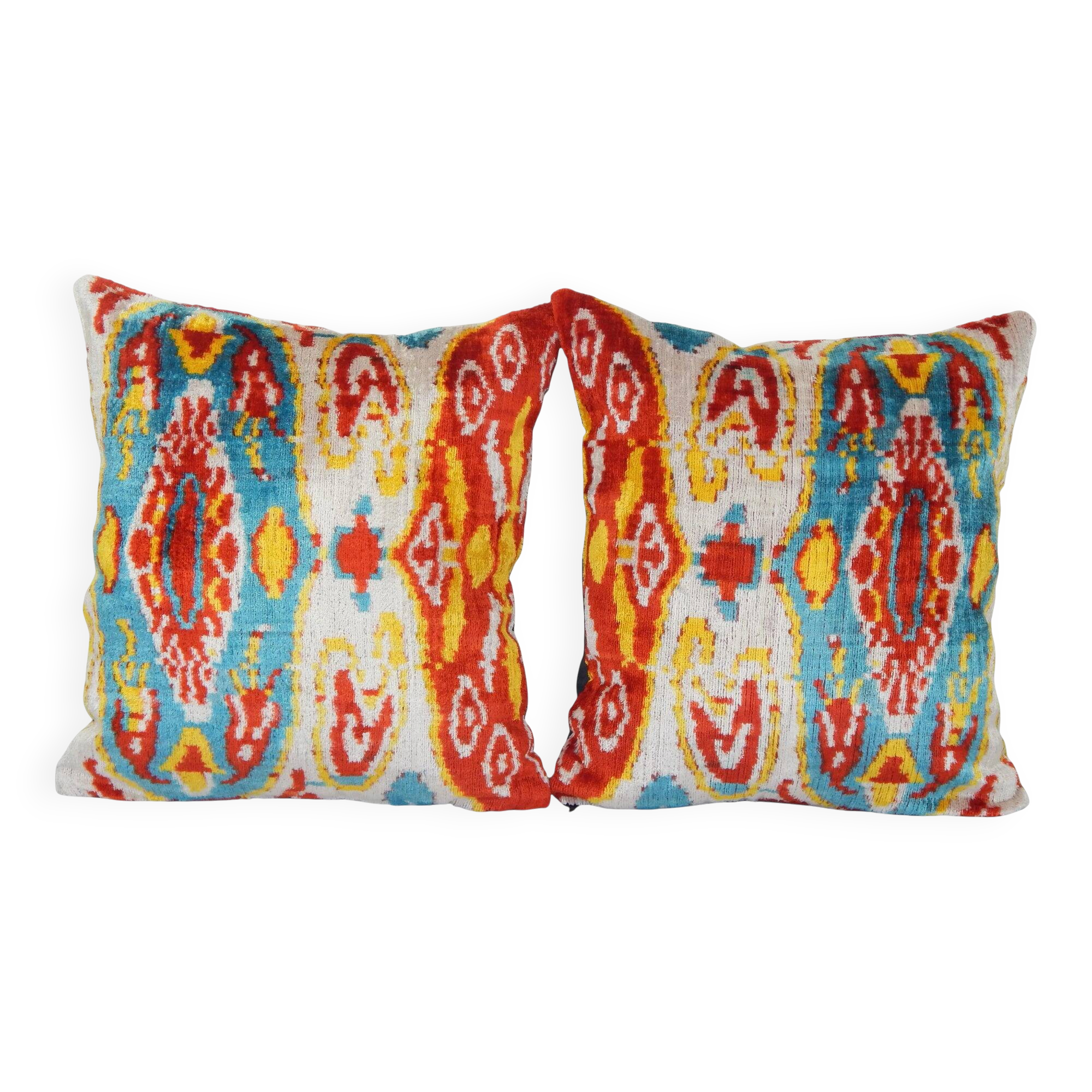 Set of 2 vintage ikat cushion covers 41x41 cm