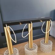 Vintage pendant chandelier in molded glass and brass