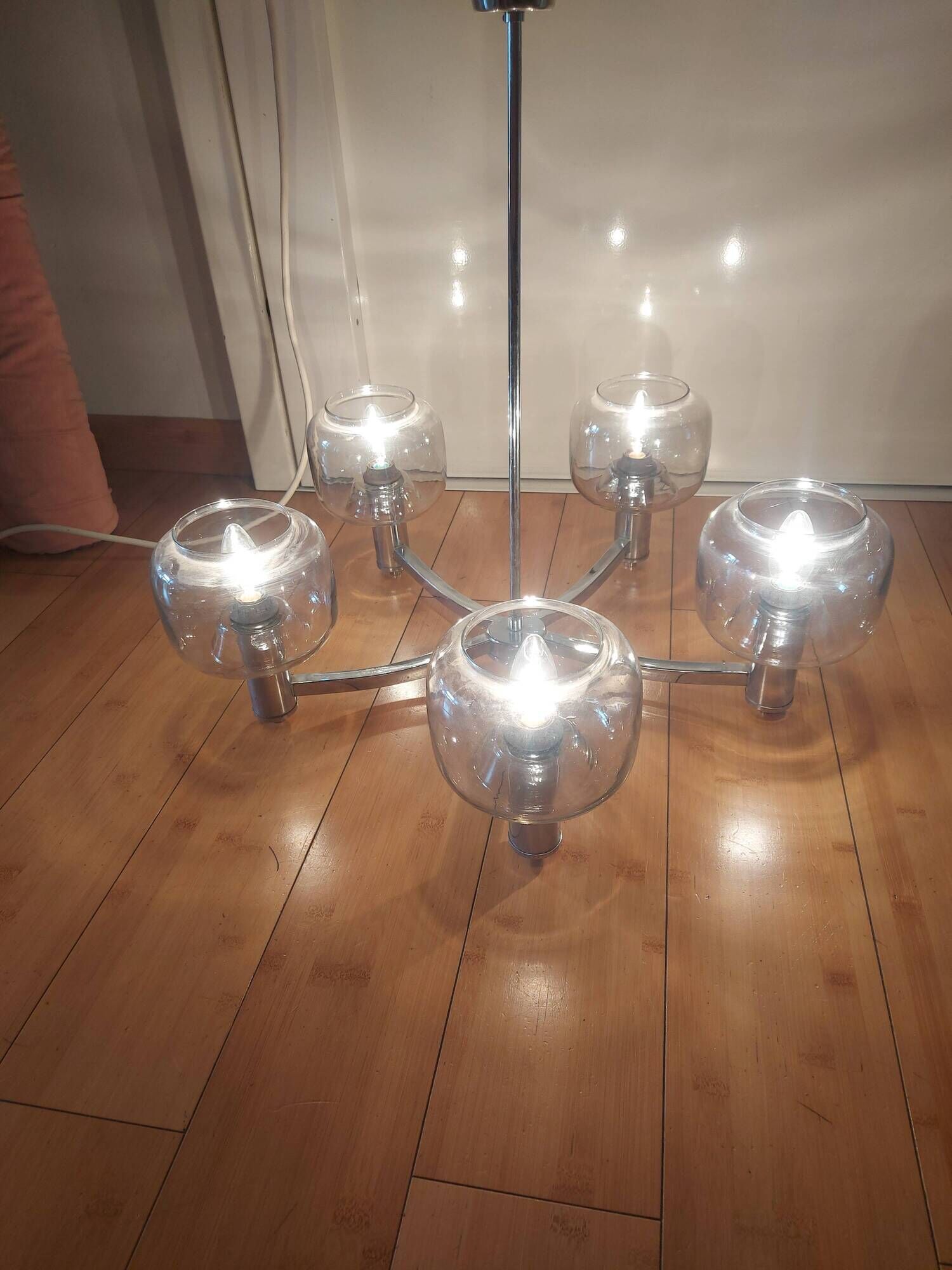 Pendant light, vintage chandelier from the 70s, Delmas