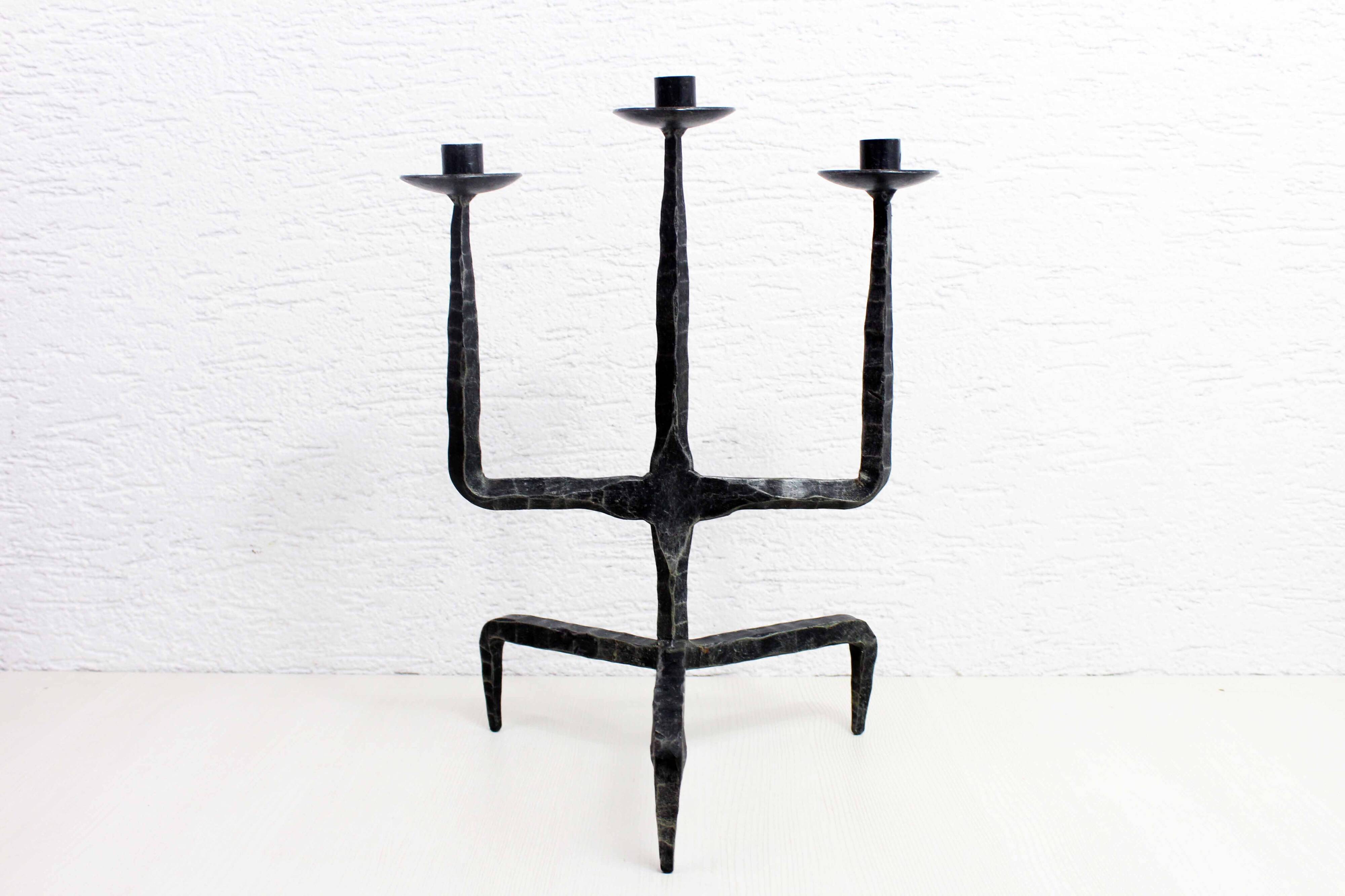 Brutalist cast iron candle holder 1950
