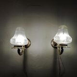 Brass and glass "art deco" wall light 1940