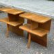 Asymmetrical Mid Century Modern bedside tables oak 1960