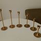 Set of 6 Scandinavian brass candle holders from the 1960s.